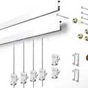 STAS Cliprail Picture Hanging System Set - Covers 9.84 ft of Wall Space - Basic Picture Rail & Art Hanging Gallery Kit (White Rails, Includes 6 Hooks & 4 Cords)