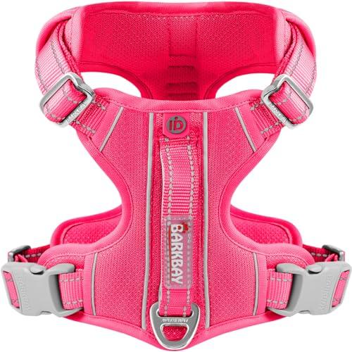 BARKBAY Dog Harness No Pull with ID Tag Pocket - Heavy Duty, Reflective, Easy Control for Large Dogs(Pink,S) BARKBAY Dog Harness No Pull with ID Tag Pocket - Heavy Duty, Reflective, Easy Control for Large Dogs(Pink,S)