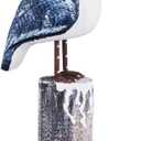 Nautical Pelicans Figurine-Beach Decor Wood Carving Art Coastal Bird Statue Home Ornaments Vintage Creative Indoor Decorations for Bathroom Office Dining Room