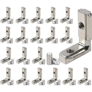 20pcs/lot 1.5" x 1.5" Aluminum Extrusion Profiles 1515 Series LShape Corner Connector Joint Bracket with Screws for 15x15 Aluminum Profile 1.5 Inches x 1.5 Inches Extrusion Profiles Rail