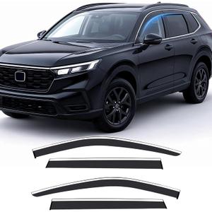 Vesul Compatible with Honda CR-V CRV 2026-2023 All Trims Tape on Extended Window Deflector Rain Guard Vent Visor Shield Cover with 304 Stainless Steel Trim Smoke Black
