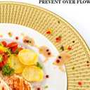 DEAYOU 12 Pack Gold Charger Plate, 13 Inch Beaded Chargers for Dinner Plates, Plastic Reusable Round Charger Platters for Wedding, Table Setting, Serving, Party, Decoration, Event, Holiday