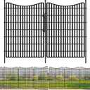 5 Panels No Dig Outdoor Garden Fence for Yard, 48 in(H) X 12 ft(L) Animal Barrier Fence with Lock, Tall Metal Garden Fence Panels, Temporary Fence Outdoor for Yard, Dog, Rabbits