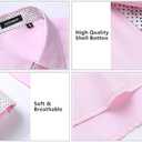 HISDERN Mens Dress Shirts Long Sleeve Button Down Casual Shirts for Men Inner Contrast Formal Business Tuxedo Wedding Shirt (Pink)