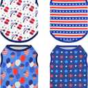 Vehomy 4Pack 4th of July Dog Shirt USA Flag Puppy Cat Sleeveless Shirts Independence Day Dog Vest Stripes Stars Pet Tank Tops Outfits Clothes for Small Medium Dogs, M