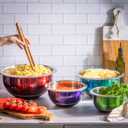 Colorful Mixing Bowl- 4 Pc Set- Stackable Nesting Bowls- Stainless Steel Mixing Bowls Non Slip Silicone Bottom- Cookware Set, 8 quarts