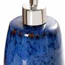 Jessie Ceramic Hand Soap Dispenser, 10 oz Liquid Soap Lotion Dispenser for Kitchen Bathroom Countertop Laundry Room Holds Dish Soap Shampoo Laundry Liquid Shower Gel (Blue)