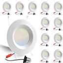 Energetic 12 Pack 5/6 Inch 5CCT LED Recessed Light Retrofit, 2700K/3000K/4000K/5000K/6500K Selectable, Dimmable Can Lights with Baffle Trim, 12W=150W, 1000LM, IC & Wet Rated, ETL & FCC Certified