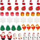 SUNNYCLUE 42Pcs Miniature Snowman Figures Mini Resin Christmas Trees Santa Claus Snowflakes Small Gift Boxes Landscape Tiny Christmas Figurines for Home Office Desk Holiday Party Favors Decoration