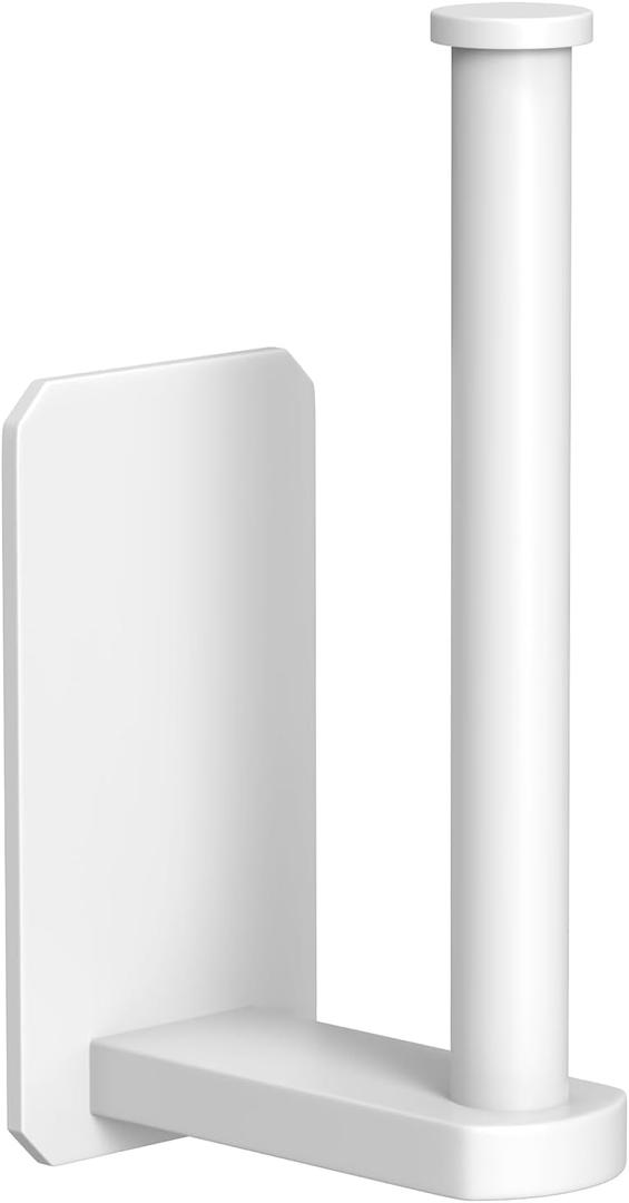 VAEHOLD Toilet Paper Holder Self Adhesive Kitchen Washroom Adhesive Toilet Roll Holder No Drilling for Bathroom Stick on Wall Stainless Steel Brushed (White)