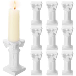 Reallnaive 10 Pcs Roman Pillar Candle Holders Mini Greek Columns Roman Pillar Candle Stands Resin Candlestick Rack Miniature Figurine Base Stigma Decoration for Wedding Christmas Table Decor