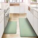 AUTODECO Kitchen Mats and Rugs Set of 2 - Cushioned Anti-Fatigue Kitchen Rug for Floor Washable 17"x29" +17"x59", Light Green