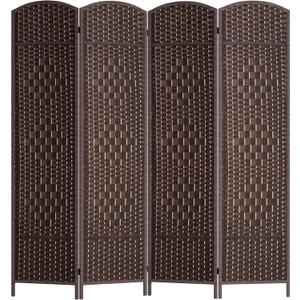 FDW Room Divider 6FT Wooden Screen Folding Privacy Screens Portable Wall Dividers for Home Office Bedroom, Dark Brown