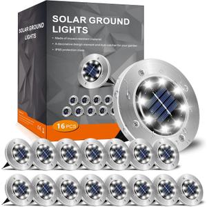 INCX Solar Lights Outdoor Waterproof, 16 Pack Solar Light for Outside, Garden Lights Landscape Lighting for Patio Pathway Lawn Yard Deck Driveway Walkway, Cold White