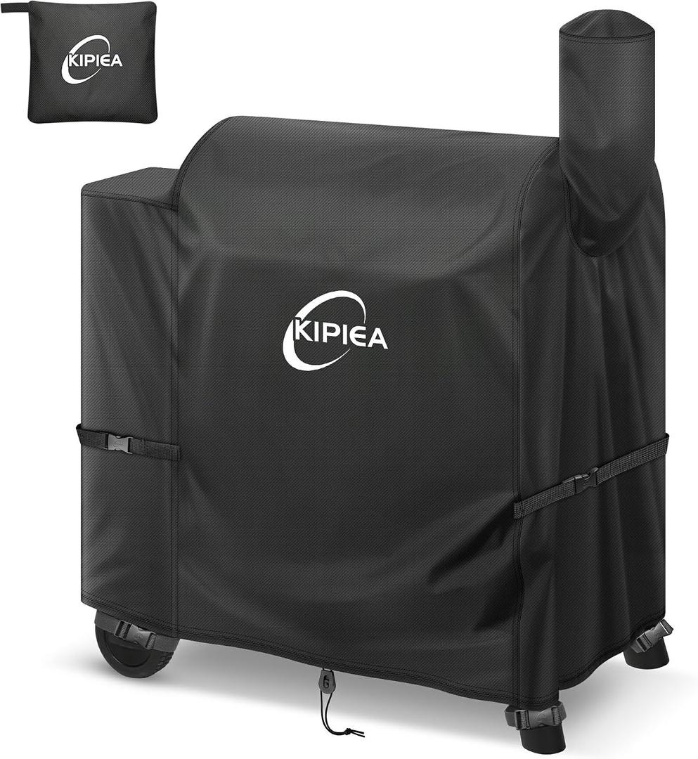 Kipiea 600D Heavy Duty Grill Cover for Traeger Pro 22 & 575 Series, Waterproof Wood Pellet Smoker Cover with Windproof Buckles, Pellet BBQ Grill Covers for Outside Anti-UV, No Tear, No Fading