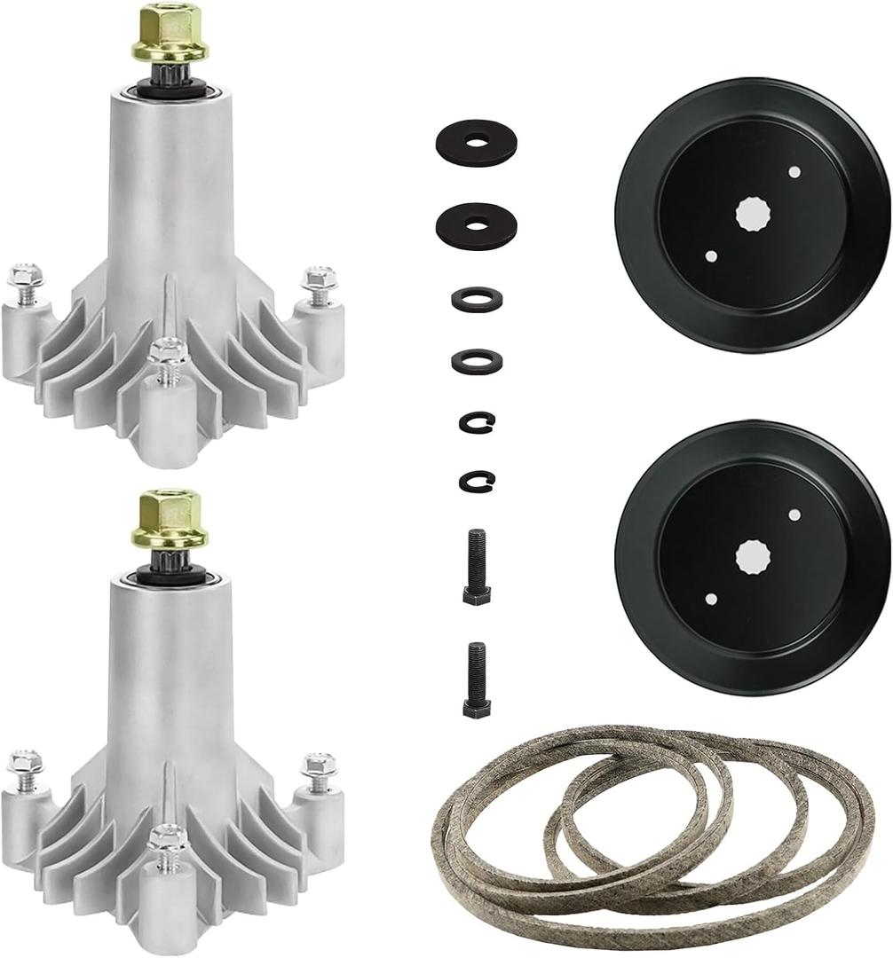 42" Lawn Mower Deck Rebuild Kit for Craftsman/for Husqvarna YTH1842 LT1000 LT2000 Includes 2 Spindle 130794 128285 532130794 with 2 Pulley 153535 173436, 1 95-1/2" Belt 144959