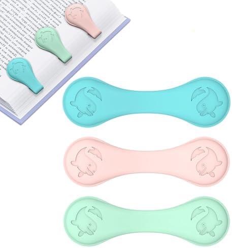 Magnetic Silicone Bookmarks for Reading Book, 3 PCS Extra Strong Magnetic Book Mark Clip Cute Dolphin Book Page Holders Accessories Gift for Women, Men, Book Lovers, Teachers, Readers, Kids