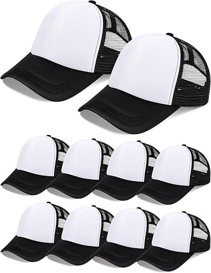 10 Pcs Sublimation Blank Trucker Hats Bulk Mesh Baseball Cap Polyester Mesh Trucker Hat for Men and Women (Coffee and White)