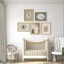 5Pcs Retro Vintage Animal Canvas Wall Art Nursery Decor Kids Painting Picture Wall Decor Farmhouse Animal Poster Print Artwork for Children's Bedroom Dining Room Home Decoration (12x16in)