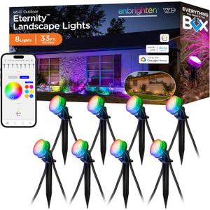 Enbrighten Vibe Eternity Landscape Lights, 33ft, 8 RGBWIC LEDs, Weatherproof, Perfect for Garden, Pathway, and Home Exterior Lighting, Smart App Control, Compatible with Alexa, Google Home, 83789