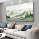Yuaxker Mountain Wall Art Gray Wall Decor Aesthetic Canvas Painting Cozy Artwork for Living Room Bedroom Dining Room Office Home Decor 24x48 Inch
