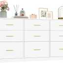 VASAGLE 9-Drawer Dresser, Chest of Drawers, 63.1 x 15.8 x 30.7 Inches | Bedroom chest of drawers, TV stand for living room, Cloud White, Custos Collection, ULTS419WB01S