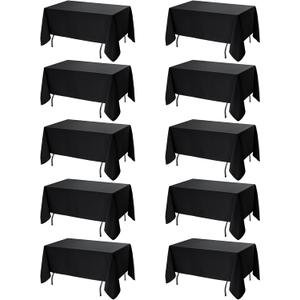10-Pack Black Tablecloths for Rectangle Tables, 70 x 108 Inches, Stain-Resistant Polyester Fabric for 6 Foot Tables - Washable Table Covers for Weddings, Banquets, Birthday Parties, Events
