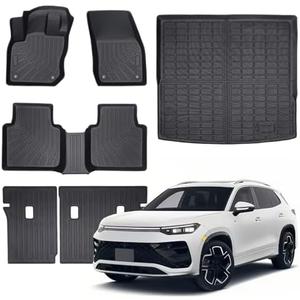Floor Mats & Cargo Liner with Backrest Mats Compatible with 2025 Volkswagen Tiguan 5 Seats,All Weather Protection,Anti-Slip TPE Floor Mats & Trunk Mat for 2025 VW Tiguan Accessories