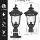 Outdoor Post Lights, Modern Exterior Lamp Posts Light Fixtures, Waterproof and Anti-Rust Aluminum Outside Pole Latern for Porch Patio Garden, Water Ripple Glass Lamp Shade, Black Finish