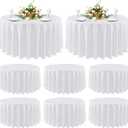 sancua 8 Pack Round Tablecloth 90 Inch White, Stain and Wrinkle Resistant Table Cloth - Washable Polyester Table Cover for Dining Tables, Buffet Parties and Camping