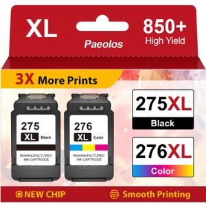 PG-275XL CL-276XL 275XL 276XL High-Yield Replacement for Canon 275 and 276 Ink cartridges for Canon Ink 275 and 276 PG 275 CL 276 for Canon PIXMA TS3722 TR4720 TR4700 TS3522 TS3500 TR4722 Printer
