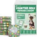 Pet Soft Female Dog Diapers - Disposable Dog Diapers with Adjustable Foam Tail Hole, Cat & Puppy Diaper for Dogs in Heat or Incontinence, X-Small (24Pcs, Green)