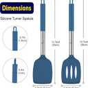 HOTEC Silicone Spatula Set of 2 Heat-Resistant 600F & BPA-Free Kitchen SaptulaTurner with Stainless Steel Handles, Slotted & Solid Spatulas for Nonstick Cookware, 13.7 Inch, Classic Blue