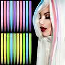 20 Pcs Glow in The Dark Colored Hair Extensions 20 Inch Straight Color Clip Rainbow Halloween Party Hairpiece for Women, 10 Color(Dark Purple, Blue, Pink, Watermelon Red, Light Purple)