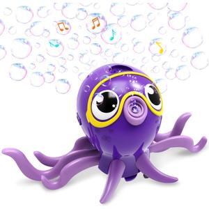 SYNCFUN Dancing Octopus Bubble Machine with Music, 360° Moving & Auto-Avoidance, Cute Bubble Machine Gun Blower with Solution Refills for Kids, Easter, Outdoor, Birthday, Party
