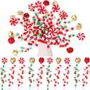 Tigeen 50 Pcs Christmas Candy Cane Pick Red White Green Christmas Tree Curly Pick Ornaments Xmas Candy Shape Tree Topper Decorations Home Office Crafts