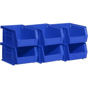 Akro-Mils 30210 AkroBins Plastic Storage Bins, Space-Saving Stackable Bins for Garage, Pantry, Craft Organization, 5" x 4" x 3", Blue, 6-Pack
