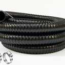 Pond Tubing 1 1/4"Id Black Plastic Corrugated Water Hose Strong Flexible Sump Pump Drain Hose Pipe 10Ft