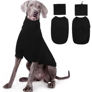 ROZKITCH Dog Shirt with Hoodie Dog Ears Cover 2 in 1, Soft Lightweight Dog Striped T Shirt Pullover Dog Tank with Detachable Ear Wrap, Dog Hoodie Tshirt Dog Boy Girl, Stretchy Sweater (Black, 3XL)