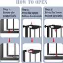 DEARBB Triple Lock Baby Gate for Stairs Doorways and House 31" to 86" Extra Wide Pressure Mounted Easy Walk Through Auto Close Safety Pet Gate Black 49.21-67.32"