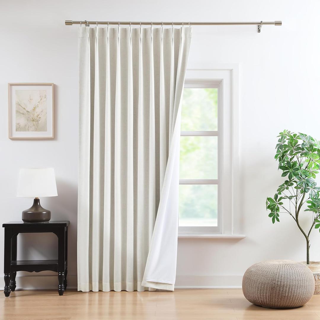 WEST LAKE Natural Bailey Pinch Pleated Blackout Curtains with Liner 84 Inches Long,Modern Linen Blended Drapes for Bedroom Living Room Patio,Back Tab Window Treatment for Track,60" Wx84 L,1 Panel