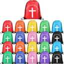 SilTriangle Jesus Loves You Drawstring Backpack Bulk Easter Church Gifts Christian Religious Gift Bag Polyester Backpack (Multicolor, 20 Pcs)