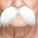 Mustaches Self Adhesive Walrus Fake Mustache, Novelty, Realistic False Facial Hair for Adults, Costume Accessory for Adults, White Color