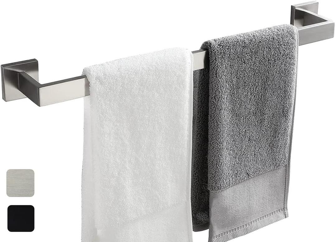 24 Inch Towel Bar for Bathrooms 12/16/20/24/28/32/36 Inch Stainless Steel 304 Brushed Nickel Towel Holder Modern Square Towel Rod Rustproof Wall Mount (1, Brushed Nickel, 24 Inch)