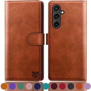 SUANPOT for Samsung Galaxy S23 FE Wallet case RFID Blocking Credit Card Holder,PU Leather Flip Folio Book Phone case Cover Women Men for Samsung S23 FE 5G case Wallet Light Brown