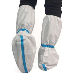 ZMDREAM Hazmat Boot and Shoe Covers 6 Pairs Disposable Knee High Booties Non-Slip and Waterproof White 18 inches Tall (White,Pack of 12)
