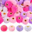 Ferreve 200 Pcs Fluffy Faux Fur Pom Poms Beads Mixed Color Soft Puff Beads for DIY Pens Jewelry Keychain Handicraft Craft Accessories for Winter Holiday(Mixedcolor,Fuzzy)