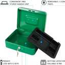 KYODOLED Large Lock Box with Money Tray,Storage Cash Box with Lock,Safe Metal Box for Money,9.84"x 7.87"x 3.54" Green Large