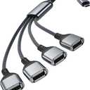 Basesailor USB C to Four USB Cable Adapter 3.3FT, USB Type C Male to 4 USB A Female 2.0 Splitter, Thunderbolt 3 Multiple Multi Port Hub, Double Dual Cord Converter for Laptop, Mac, iPhone 16 15,iPad