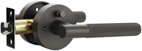 Litlheim Privacy Knurled Grey Door Handle - Durable, Stylish Interior Lever for Bedrooms & Bathrooms - Modern Design & Functionality